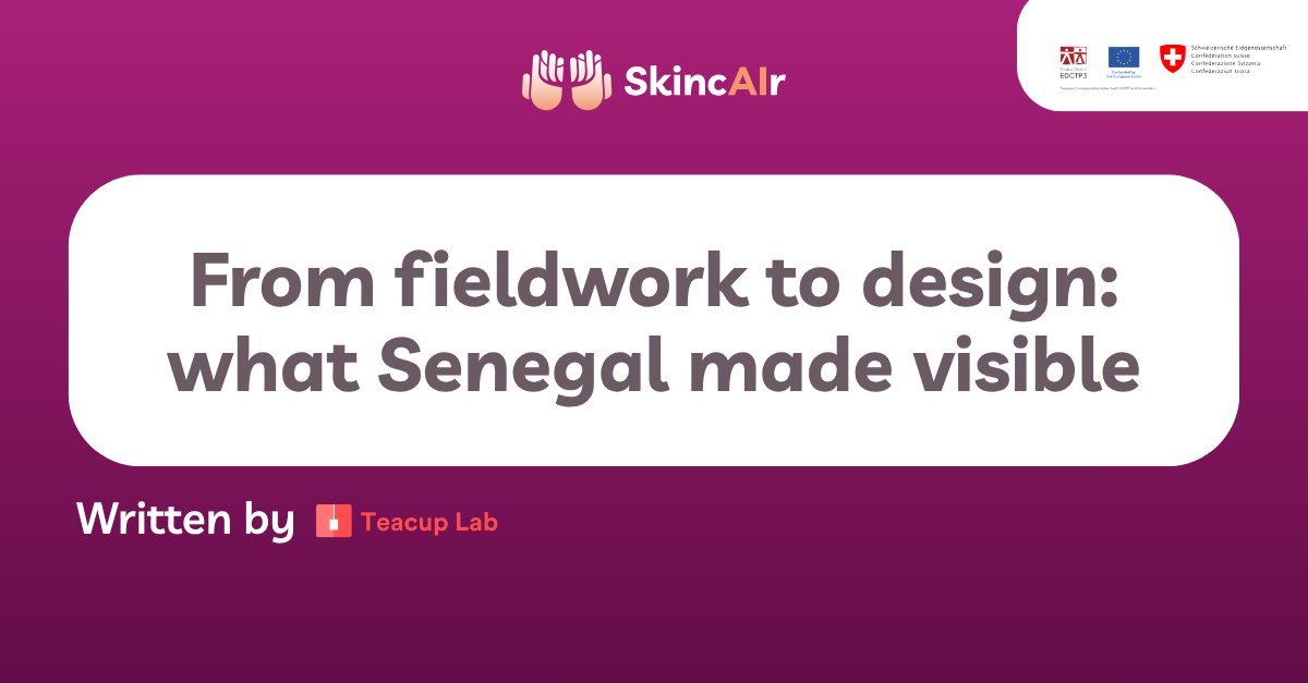 SkincAIr's tweet photo. 📑 "From Fieldwork to Design: What Senegal Made Visible", by TeaCup Lab.

The research team travelled to Senegal to complete the discovery fieldwork. They visited health facilities &amp; spoke with the local health community.

Discover more: https://t.co/wAELGgbuSI https://t.co/dJ81r5kEdq