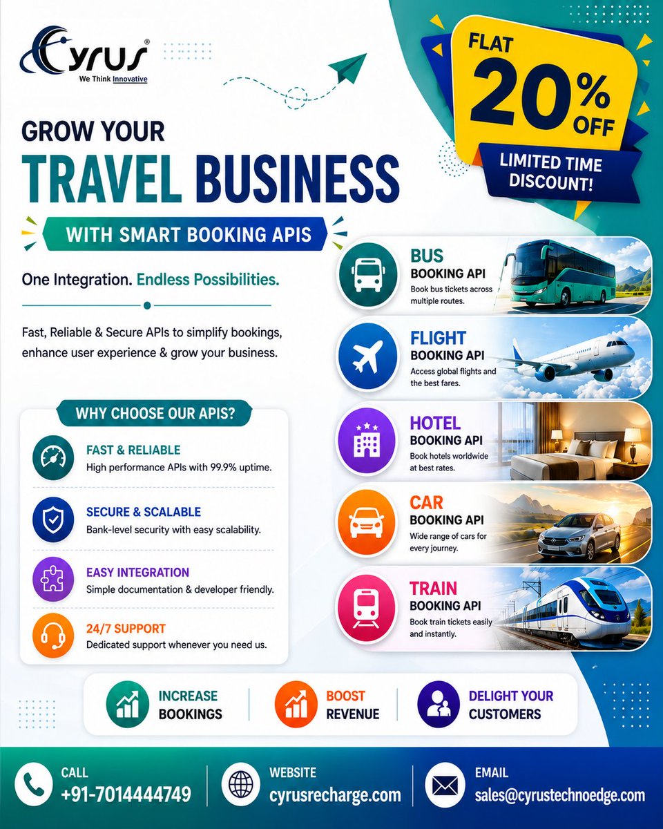 cymlmsoftware's tweet photo. Cyrus Recharge Solutions is the Top Travel Software &amp; API Solutions Provider in India, We offers Bus Booking Software, Flight Booking API, Hotel Booking API, and more Solutions. 

Visit: https://t.co/nUTLHRs5B4

#TravelSoftware #CyrusRecharge https://t.co/KSFgsTBPle