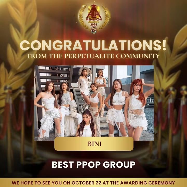 binicrave's tweet photo. CONGRATULATIONS, BINI! 🏆🌸

For two consecutive years, the students of the University of Perpetual Help System DALTA (UPHSD) have voted BINI as Best PPOP Group at the ALTA Media Icon Awards 2026!

From their music and performances to their ever-growing influence, BINI’s artistry continues to resonate with the Perpetualite community, earning their support year after year.

#BINI #ALTAmediaIconAwards2026 #AMIA2026