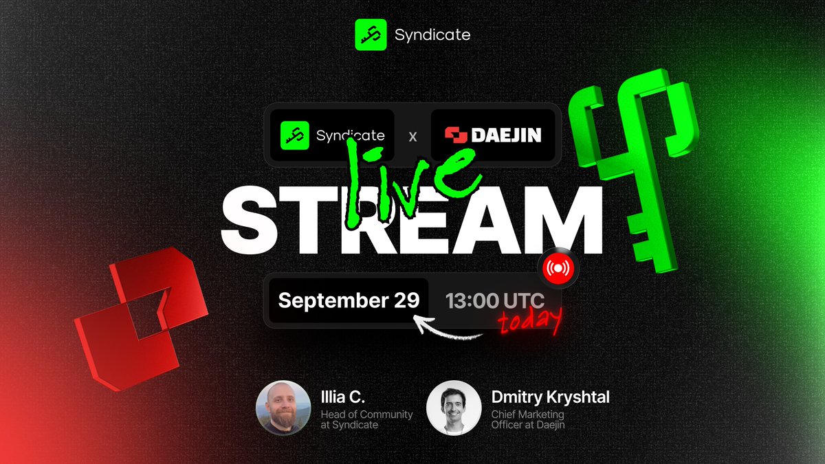 sndcapp's tweet photo. Going live today with @Daejinxyz 👀

📅 1PM UTC · livestream

The project you knew as TokenPlay just rebranded to Daejin – new name, new operator, same markets. 

So we're sitting down to get the full story.

Our Head of Community @0xdeferl talks to @KryshtalDmitry, CMO of Daejin, about what changed, how the prediction markets work now, and what's coming next.

Set a reminder and pull up👇
https://t.co/iP3l7pIFLm