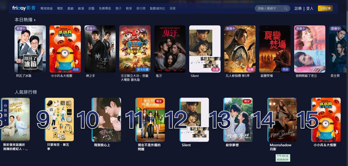 DirFor250305's tweet photo. 2026/09/29
“Moonshadow เงาใต้พระจันทร์ ”TOP14
friDayvideo Daily Overall Video Popularity Ranking

#MoonshadowSeriesEP7
#MoonshadowSeries
#GMMTV https://t.co/yObERTnqTV
