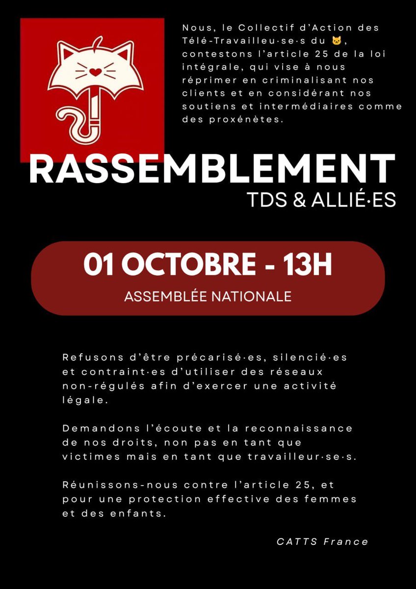 CollectifCATTS's tweet photo. Le rassemblement aura lieu PLACE DES INVALIDES de 13h à 16h

Venez nous rejoindre que vous soyez TDS, allié.e.s, ou client.e.s https://t.co/znzSnnxTam