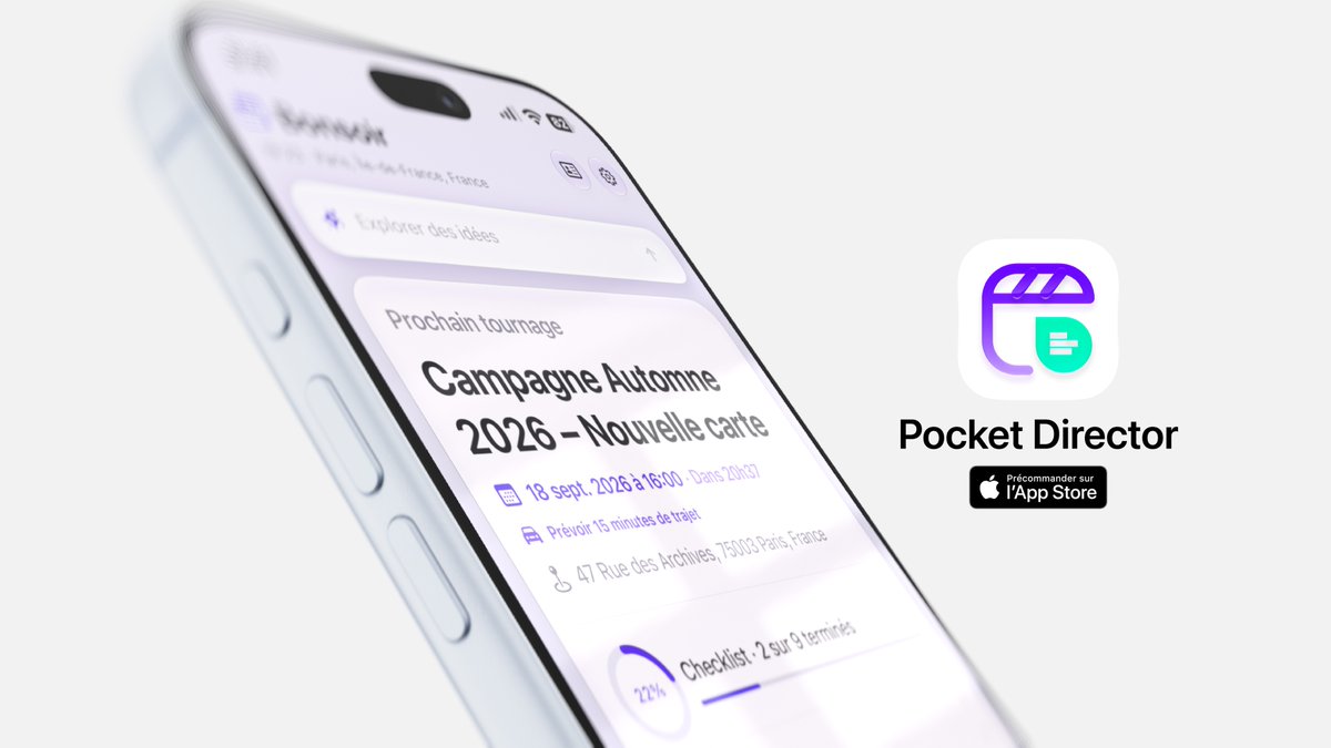 Jlngi_'s tweet photo. Bon, cette fois ça devient vraiment concret 👀
Pocket Director, c’est mon app pensée pour préparer ses tournages sans jongler entre 12 apps : plans, matériel, météo, lieux, planning, checklists… tout au même endroit. 🎬

Les précommandes ouvrent aujourd’hui sur l’App Store ! ✨🫟 (iOS et macOS).

https://t.co/wFDGOhov6A