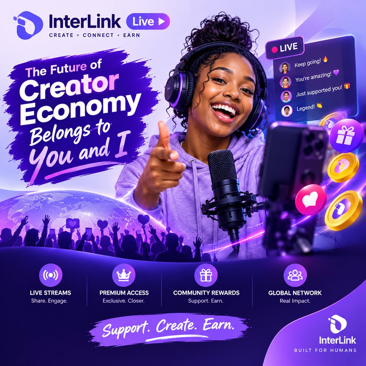 EbokpoII's tweet photo. The Future of Creator Economy Belongs to You and I

​ Content drives engagement, but the community builds an empire; with InterLink Live, it redefines how creators and fans interact by turning active attention into real economic activity. 

Whether you host live streams, offer premium access, or launch community rewards, the Interlink platform equips you with the tools to monetize every moment. 

Discover a global network where your supporters can directly fund your creative journey today.

Have you set your heart and mindset to seize this opportunity and make good use of it?

#InterLink #ITLG #ITL