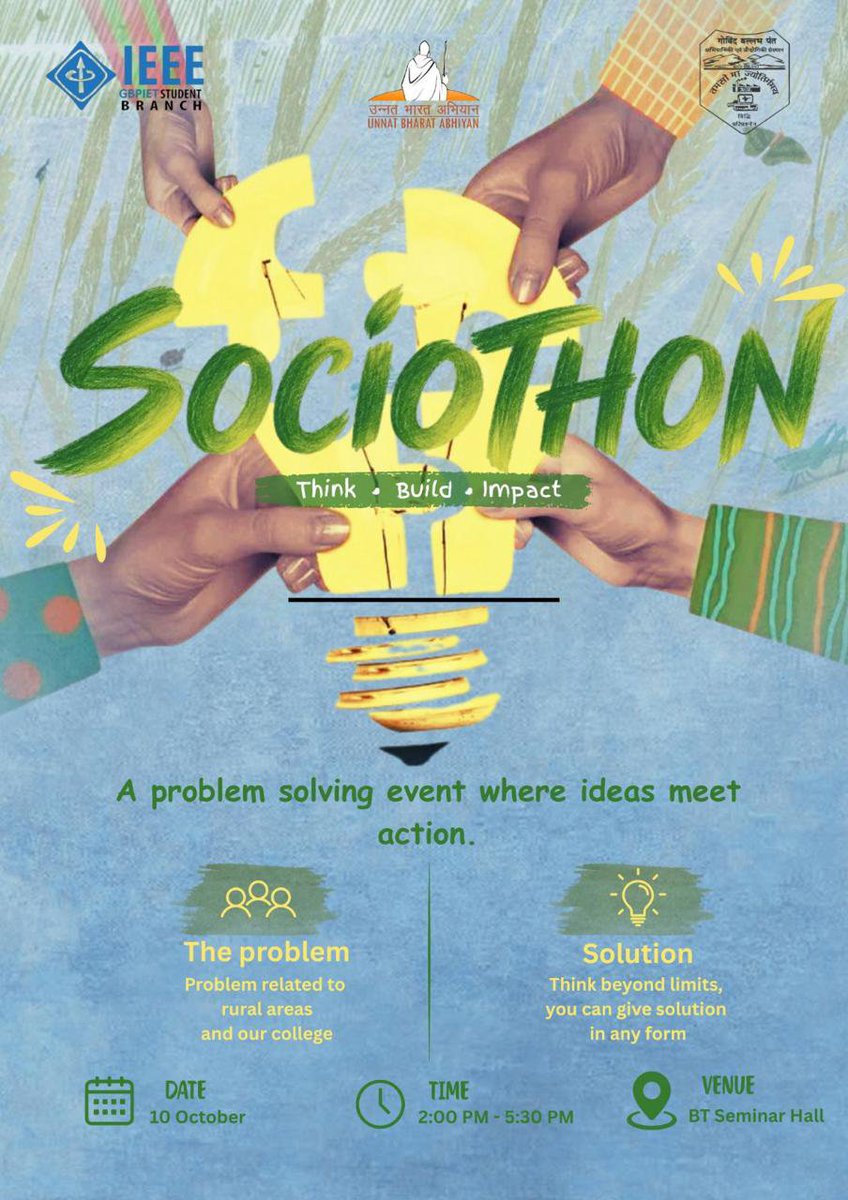 gbpietpauri's tweet photo. #GBPIET is where ideas go from #what_if to #lets_build_it. From 9-11October #EEEDay2026
3days of ideas, innovation &amp; action brings #GenAI #RAG, #OpenCV #UIDesign #Sociothon #Robotics empowering students to innovate, lead and create impact. The Future Begins with GBPIET.
@IEEEorg https://t.co/WkdlI0aoi3