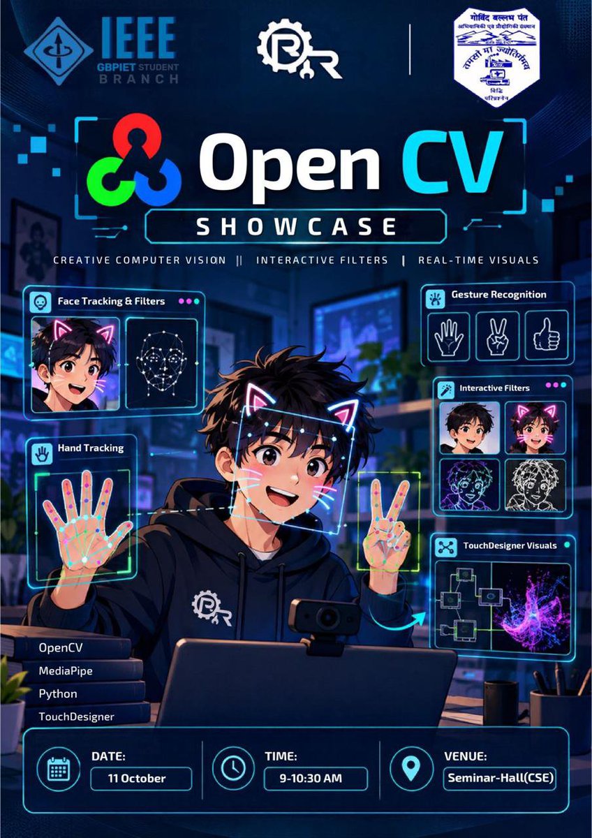 gbpietpauri's tweet photo. #GBPIET is where ideas go from #what_if to #lets_build_it. From 9-11October #EEEDay2026
3days of ideas, innovation &amp; action brings #GenAI #RAG, #OpenCV #UIDesign #Sociothon #Robotics empowering students to innovate, lead and create impact. The Future Begins with GBPIET.
@IEEEorg https://t.co/WkdlI0aoi3