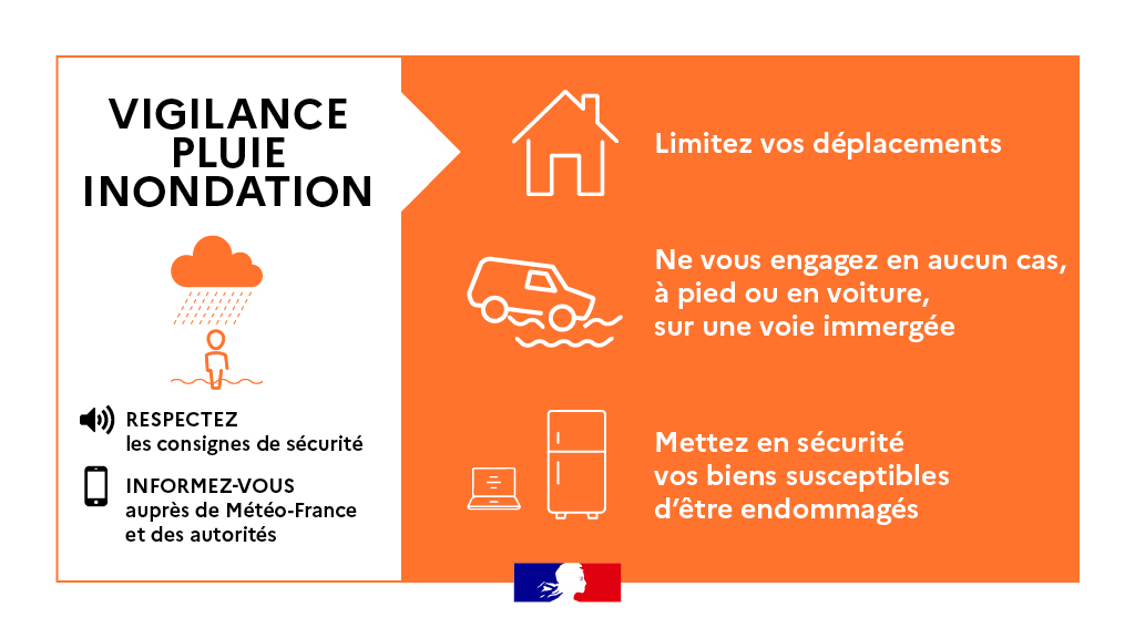 Image de Préfet de la Lozère - La #Lozère est placée en vigilance "orange" pluies-inondation et orages par Météo-France à partir de