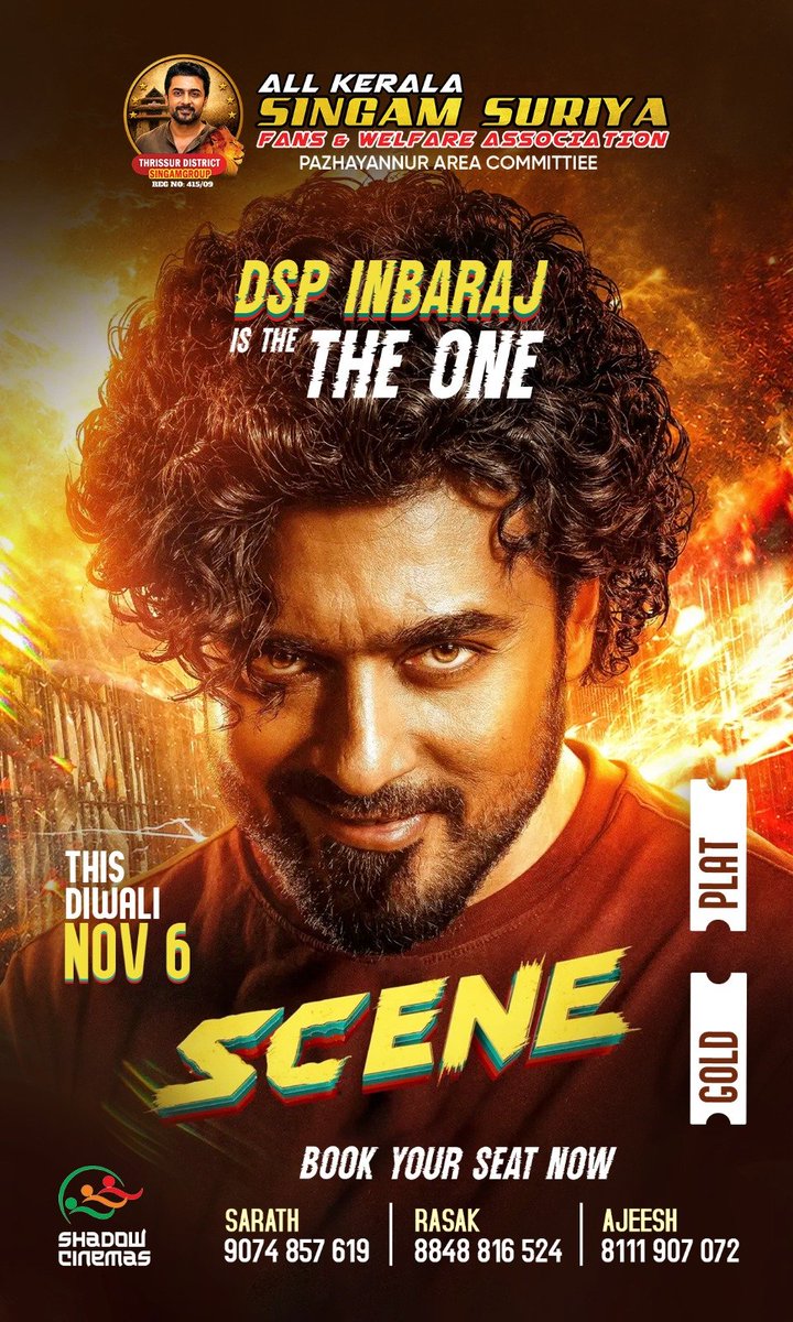 Vishnusuriyatcr's tweet photo. #SingamGroup #pazhayannur Area Committee is ready to Welcome DSP Inbaraj 🔥🤟🏻 Grand Celebration on November 6th!
Book your Tickets NOW!
#Scene #Suriya #SuriyaFans
#SingamGroup
@Suriya_offl @rajsekarpandian
@Ravikumartcr @singamgroup8 https://t.co/ErbRZJoNzW