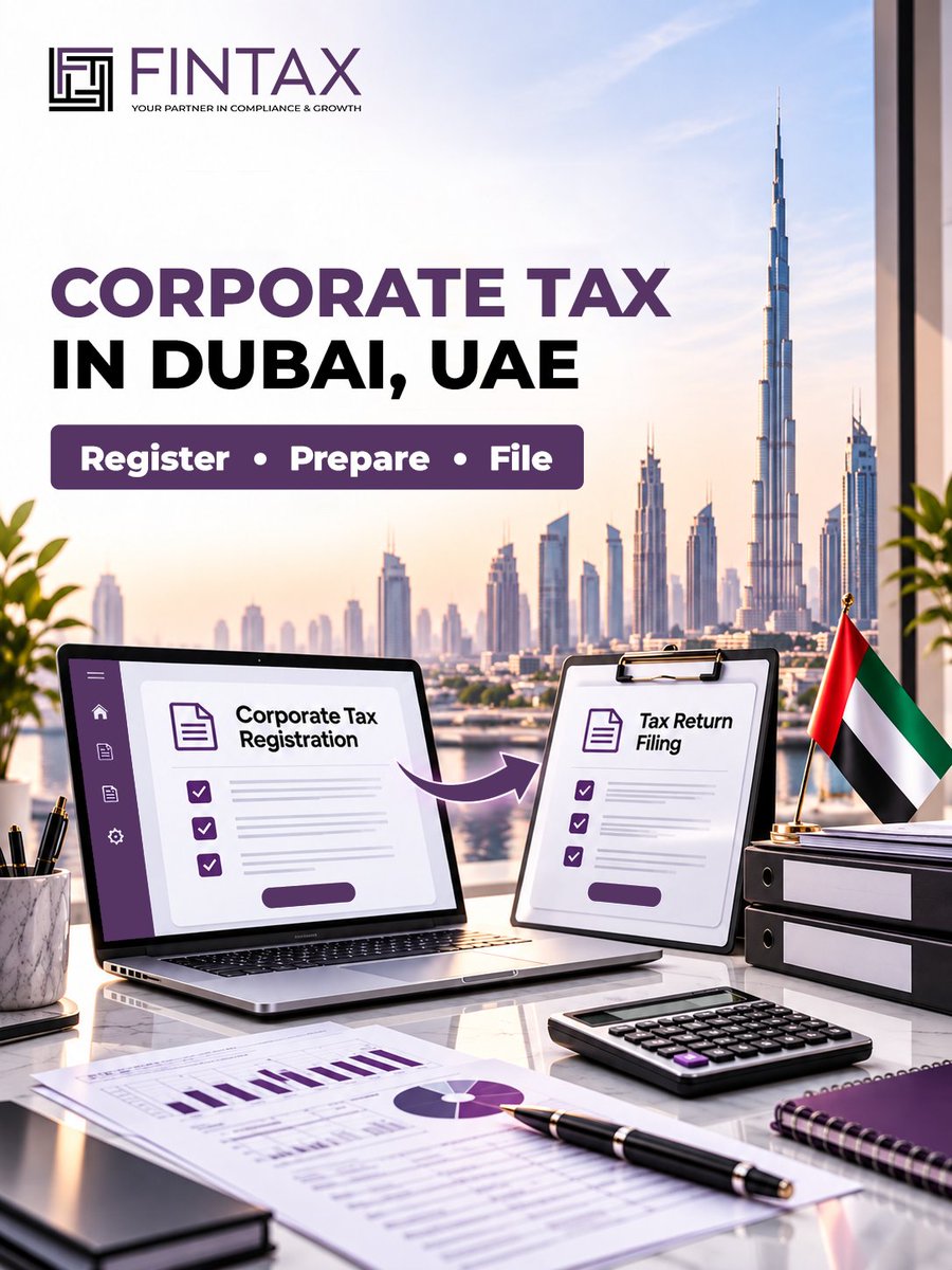 germanfintax's tweet photo. Corporate Tax in Dubai, UAE: How do you register and file your Tax Return?
Learn the key steps involved in Corporate Tax registration, documentation, compliance and Tax Return filing for UAE businesses.
Read the guide: https://t.co/Uan1PROOZn
#UAE #CorporateTax #DubaiBusiness https://t.co/RoEcd4DjGM