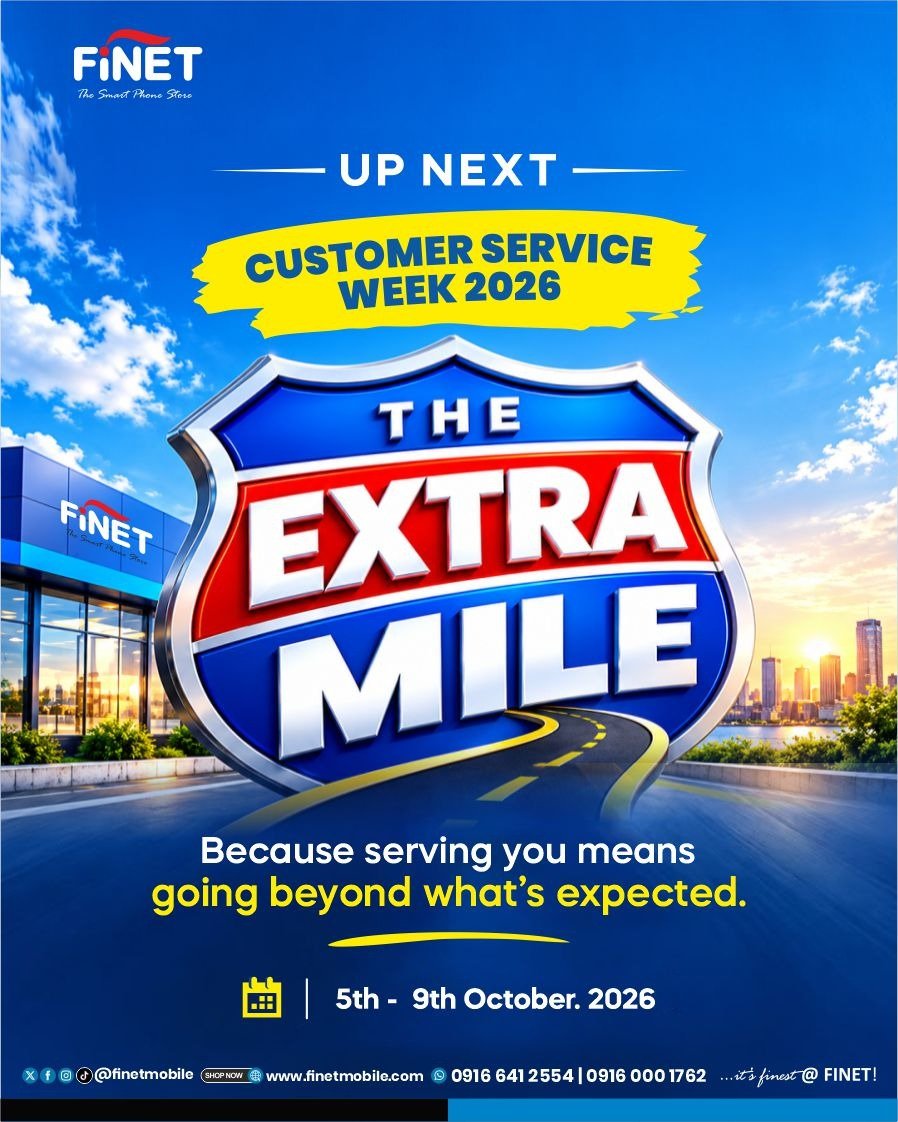 FinetMobile's tweet photo. THE EXTRA MILE STARTS HERE! 🚀

Customer Service Week 2026 is all about going beyond what’s expected and giving you the service you deserve.

📅 5th – 9th October 2026

🌐 https://t.co/28NF7jz1Sb
📲 0916 641 2554 | 0916 000 1762

#FinetMobile #CustomerServiceWeek2026 https://t.co/i6dYLPluvO
