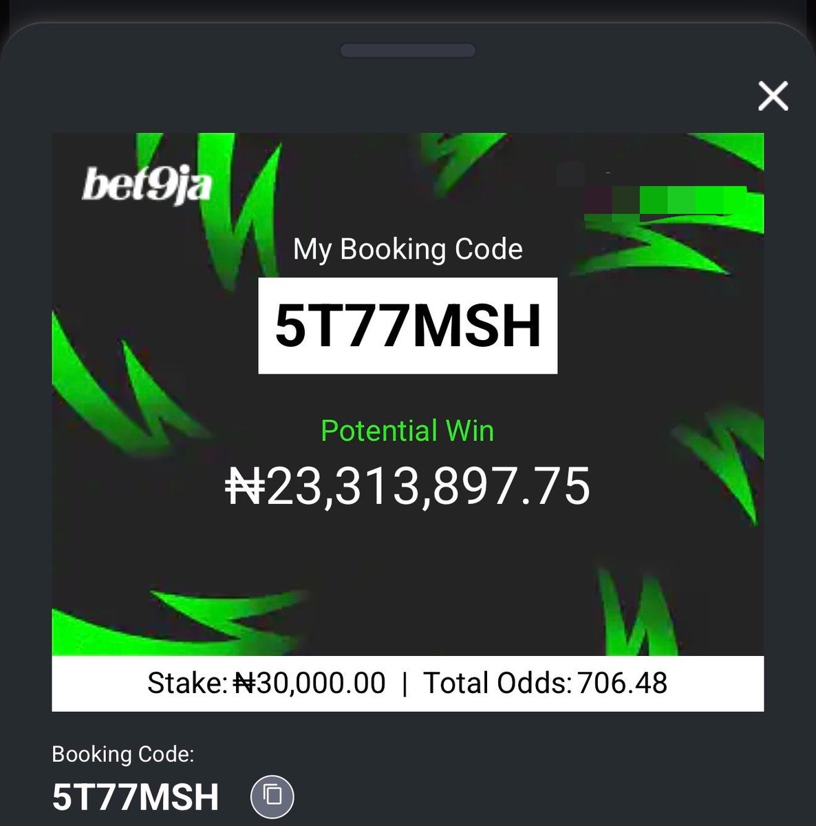 officialmoore7's tweet photo. 5T77MSH - 6/6

#Bet9jaCode https://t.co/12X6dHYE2k