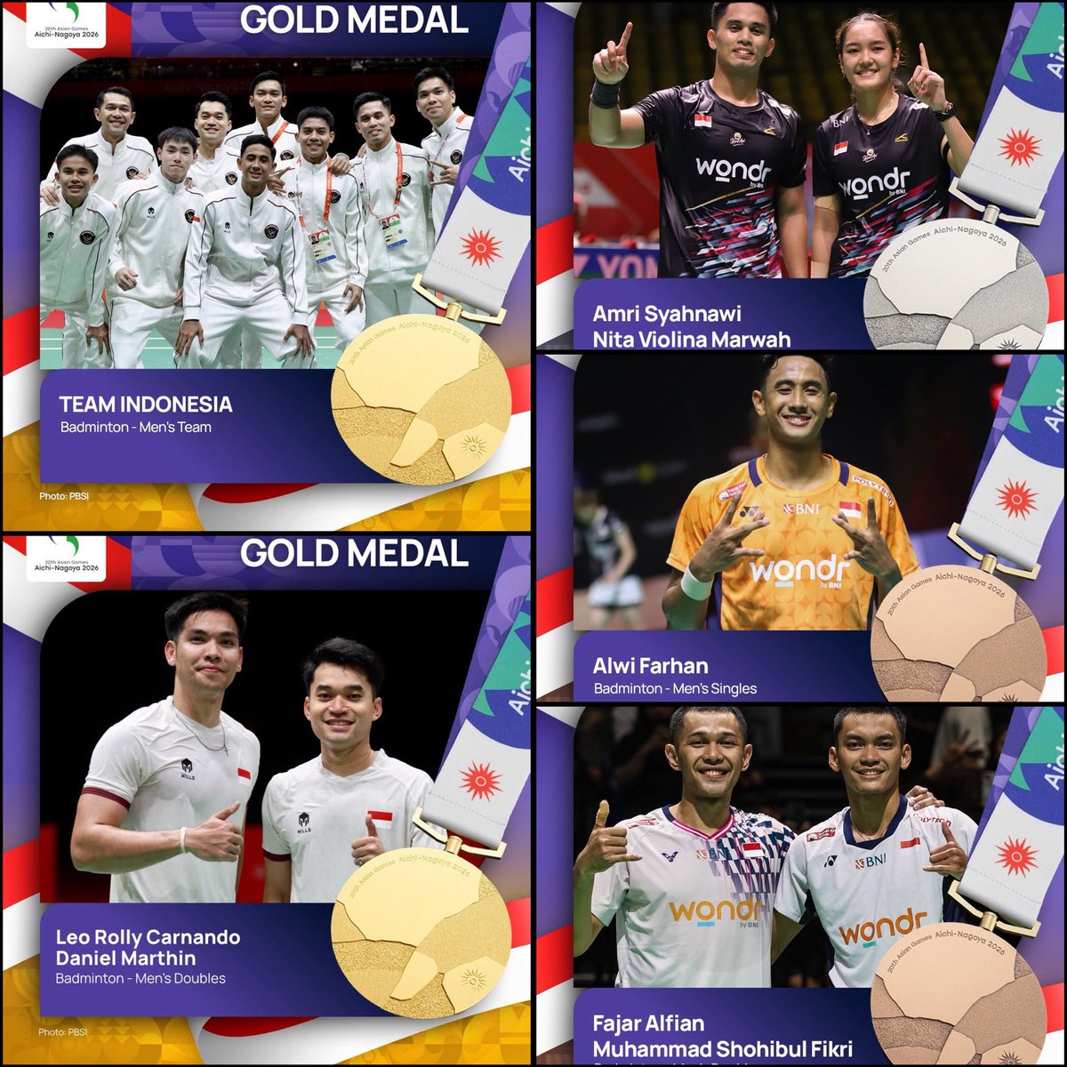 mdpsetyo's tweet photo. 2022 Asian Games (Badminton)
0 medals

2026 Asian Games (Badminton)
🥇 Men’s Team
🥇 Leo Rolly Carnando/Daniel Marthin
🥈 Amri Syahnawi/Nita Violina Marwah
🥉 Alwi Farhan
🥉 Fajar Alfian/Muhammad Shohibul Fikri
Sebuah peningkatan dari bulu tangkis Indonesia! https://t.co/qEDa9a8mvT