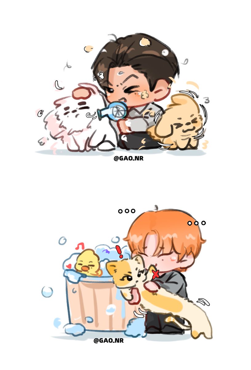 Rmxxuanbabe's tweet photo. 给孩子们洗澡是个简单的事......吗？🛁
#ENHYPENfanart 
#ENHYPEN https://t.co/BYuFbCXPLW