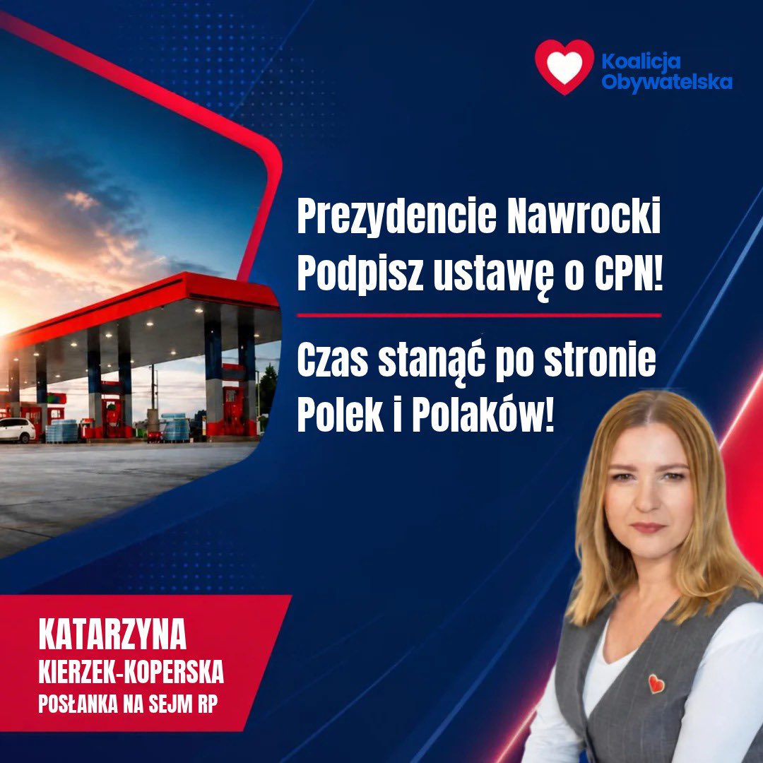 KierzekKoperska's tweet photo. Apel do Prezydenta @NawrockiKn. Prezydencie podpisz ustawę. 
Zgadzasz się z tym apelem - podaj dalej. 
#CenyPaliwNiżej #CPK https://t.co/zyRiCHMsti