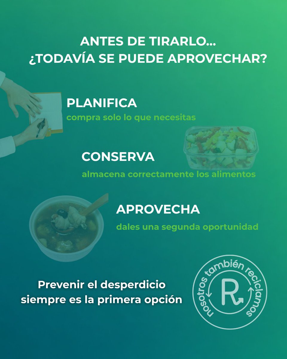 grhusahuesca's tweet photo. 💚 Antes de reciclar, aprovecha.
Planifica, conserva y da una segunda oportunidad a los alimentos. Y cuando ya no se puedan aprovechar, los restos orgánicos, al marrón. 🟤
👉 ¿Tienes un establecimiento? Súmate a #NosotrosTambiénReciclamos
#DesperdicioAlimentario #GRHUSA https://t.co/VJHYA4yubm