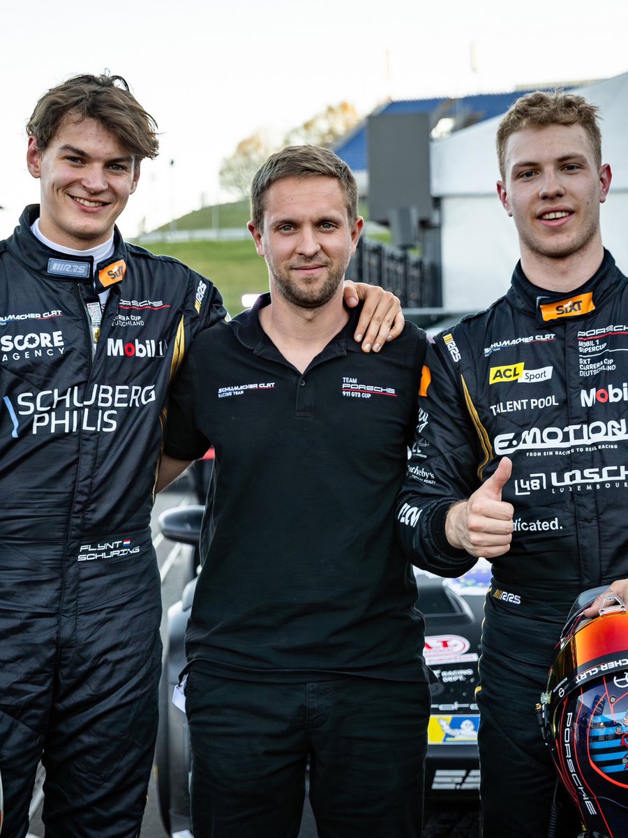 CarreraCupDE's tweet photo. #TeamTuesday with Schumacher CLRT 🇫🇷

The Lyon-based team made its @CarreraCupDE debut in 2025. The squad heads to the Hockenheim finale with both drivers in title contention:

🏆 Flynt Schuring – 7 points off the lead
🏆 Chester Kieffer – leads the Rookie standings https://t.co/MxboORTsSP