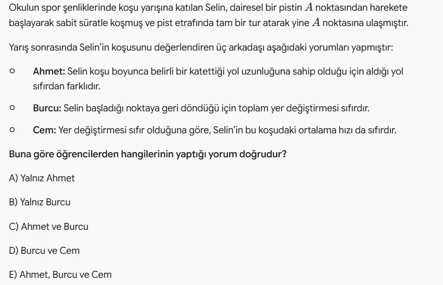 ArTevFizik's tweet photo. ArTev Fizikte YKS Mantalitesi özel soru çözümü #7

Bugün sizlerle Alınan yol ve Yer değiştirme hakkında soru çözümü yapıyoruz. https://t.co/rKp8cH2PJg