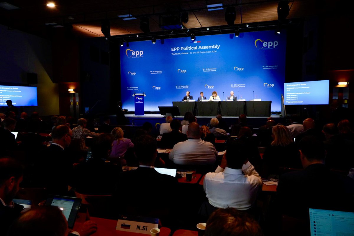 EPP's tweet photo. Europe must be strong where it matters most: at its borders, in its economy, in the next generation of entrepreneurs, and in the defence of democracy and rule of law.

Our resolutions today in this Political Assembly in Toulouse will address the crisis in Ceuta, Europe’s competitiveness, business succession and renewal, Georgia’s democratic decline and Belarus.

Security. Prosperity. Renewal. Freedom. 

Four challenges, one ambition for EPP.