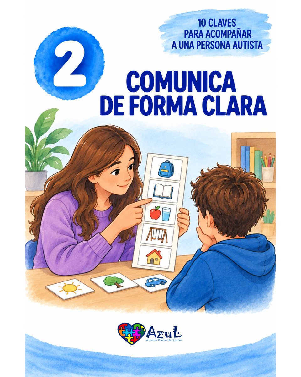 Autismopbladcaz's tweet photo. 10 CLAVES PARA ACOMPAÑAR Y APOYAR A PERSONAS AUTISTAS
Utiliza un lenguaje directo, claro y concreto, adaptado a la persona.
Evita la ambigüedad.
#comprender #apoyar #respetar #Autismo #HazteAzul #puebladecazalla https://t.co/QvZ2ByH2WW