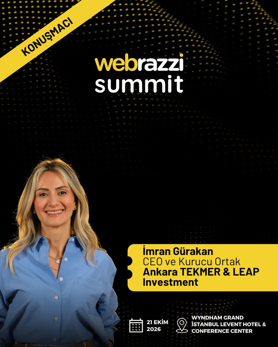 webrazzi's tweet photo. Ankara TEKMER (@AnkaraTekmer) & LEAP Investment (@leapinvestment_)  CEO ve Kurucu Ortağı İmran Gürakan (@imrangurakan), Webrazzi Summit 2026 sahnesinde bizlerle olacak.

İmran Gürakan, girişimcilik, teknoloji ve yatırım ekosisteminde 14 yılı aşkın deneyime sahip bir ekosistem lideri ve yatırımcıdır. LEAP Investment ve Ankara TEKMER’in Kurucu Ortağı ve CEO’sudur. LEAP ile B2B SaaS, yapay zeka ve deep tech alanlarında teknoloji girişimlerine yatırım yapmakta ve portföy şirketlerinde yönetim kurulu üyelikleri üstlenmektedir. Sanayi ve Teknoloji Bakanlığı Teknogirişim Konseyi üyesi ve Toplum Çalışmaları Enstitüsü Girişimcilik ve Dijital Dönüşüm Direktörüdür.

🚀 Webrazzi Summit 2026'da siz de yerinizi alın!
https://t.co/l3xwa7MDwM