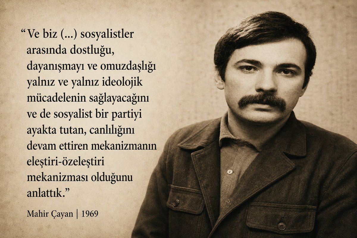 athe_comm's tweet photo. Mahir Çayan'ın vurgusu, sosyalist birliğin kişisel bağlarla değil, ortak ideolojik mücadeleyle kurulduğunu gösterir. Eleştiri-özeleştiri hataları gizlemek yerine açığa çıkararak kolektif bilinci, disiplini ve devrimci pratiği canlı tutar. Bu da, dogmayı değil, pratiği besler. https://t.co/sLomDlRidT