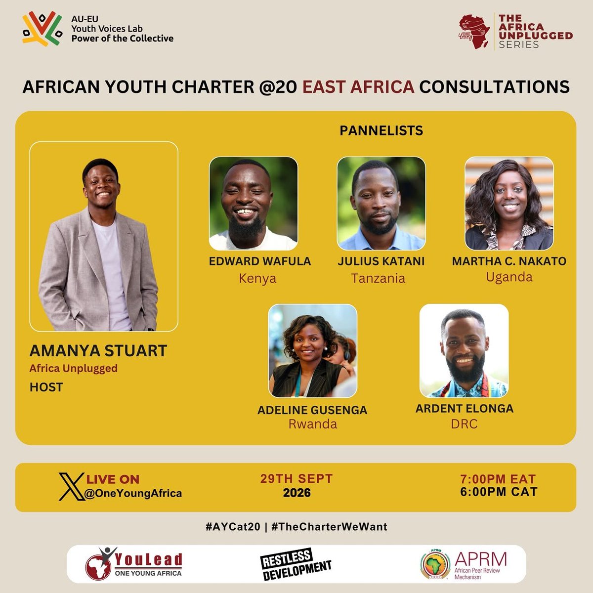 LennonMonyae's tweet photo. Let’s connect on @OneYoungAfrica to hear some of the preliminary findings from the African Youth Charter @ 20 Appraisal. 📌
@APRMorg @APRM_MarieRose @AUYouthProgram https://t.co/yKTHRLwCjD