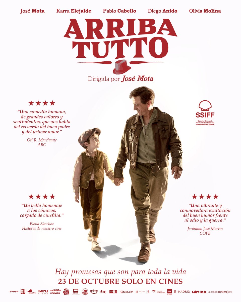 acontrafilms's tweet photo. #ArribaTutto, la ópera prima de José Mota, cambia su fecha de estreno en cines al 23 de octubre. 🎬
La primera película de José Mota como director, junto a Pablo Cabello, Karra Elejalde, Olivia Molina y Diego Anido.
Porque hay promesas que son para toda la vida. ❤️ https://t.co/63tNTkC3PG