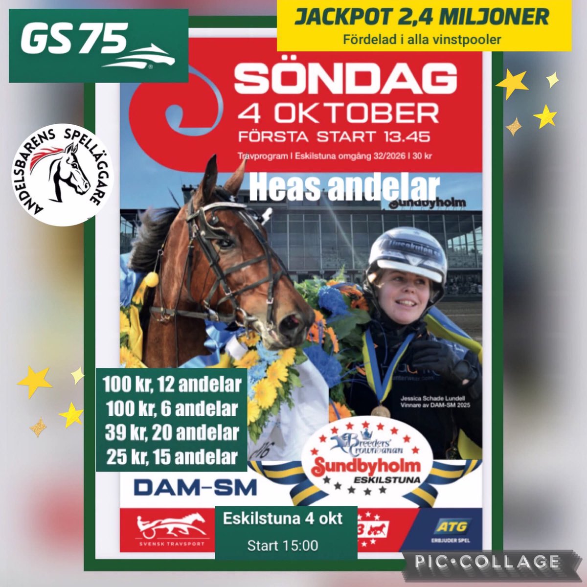 berg_hea's tweet photo. đ Grand Slam 75 Eskilstuna
J A C K P O T
Fredag 4 oktober
https://t.co/w5kjSeyJXQ
#atg #trav #andelsspel #heasandelar #andelsbaren #atgvinnare #spelaGS75 #spelhörnanisurahammar #butiksandelar #atgbutik #skönasöndag #sundbyholm #kanelbullensdag https://t.co/ckSXzWhLHU