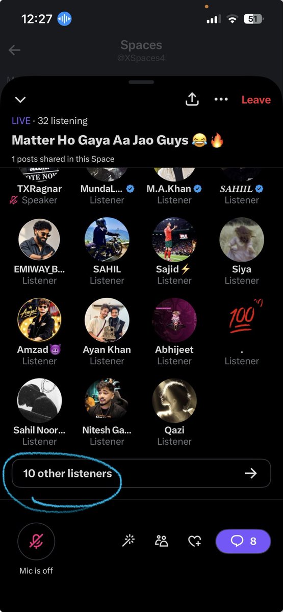 XSpaces4's tweet photo. @CallMeMrDodo Other listeners  walo kya chup chup ke sunte ho be🤔😬 https://t.co/F3s3paSVCU