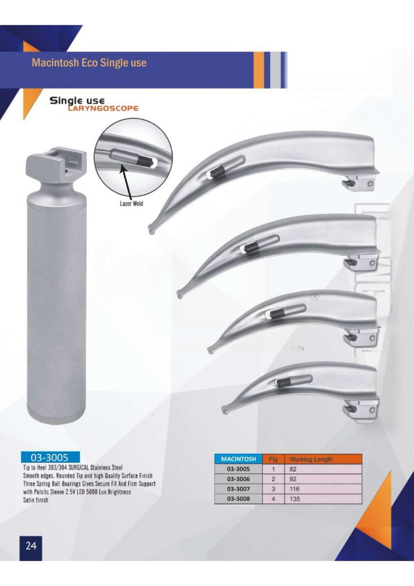 baliimpexar's tweet photo. Macintosh Eco Single Use Laryngoscopes—laser-welded 303/304 surgical stainless steel with 5000 Lux LED brightness and secure 3-ball-bearing fit. Reliable, hygienic, and cost-effective. 🩺⚡   DM for orders &amp; export catalog! 📩#Laryngoscope #Anesthesiology #MedicalDevices https://t.co/sEqcne43Dr