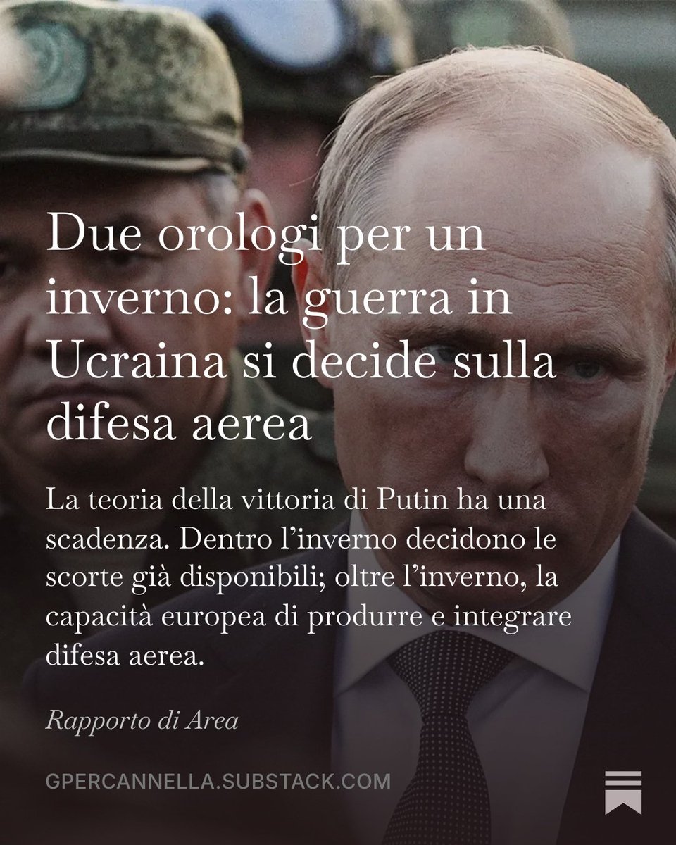 gpercannella's tweet photo. La guerra in Ucraina potrebbe essere entrata in una fase nella quale il fronte terrestre non è più il luogo decisivo.
L’inverno ha due orologi.
Il primo è quello ucraino.
Misura il tempo necessario perché la difesa aerea riesca a intercettare i nuovi droni russi su una scala https://t.co/sJkfcvhhy2