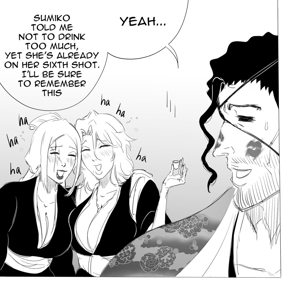 Sumiko_bleach's tweet photo. ~` It's not just my birthday, but also the beautiful Rangiku's, so here's a funny sketch from the celebration (⁠◡⁠ ⁠ω⁠ ⁠◡⁠)

#BLEACH #BleachOC #bleachfanart https://t.co/qsdUWcpv2V