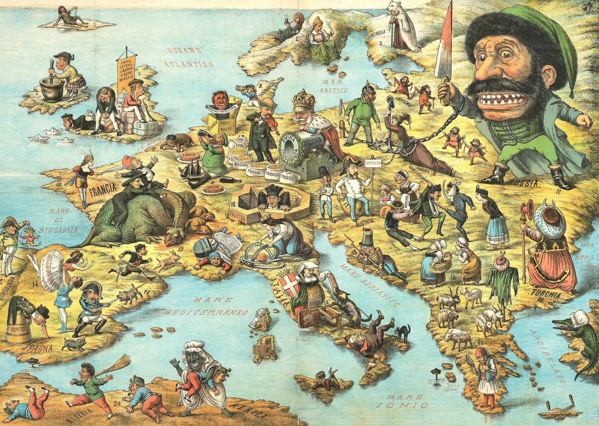 infodexx's tweet photo. Satirical map of Europe, 1871. https://t.co/fqjRzj5v0w