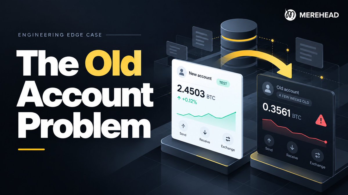 merehead_llc's tweet photo. Our Engineering Edge Case. Balance inconsistency on older accounts after a data migration on a crypto exchange.

On an exchange we tested, new accounts showed correct balances after a swap. Accounts a few weeks old showed them late or wrong. The backend was fine, the frontend was getting stale data.

My rule now. Old accounts are their own test scenario, not just more users.
