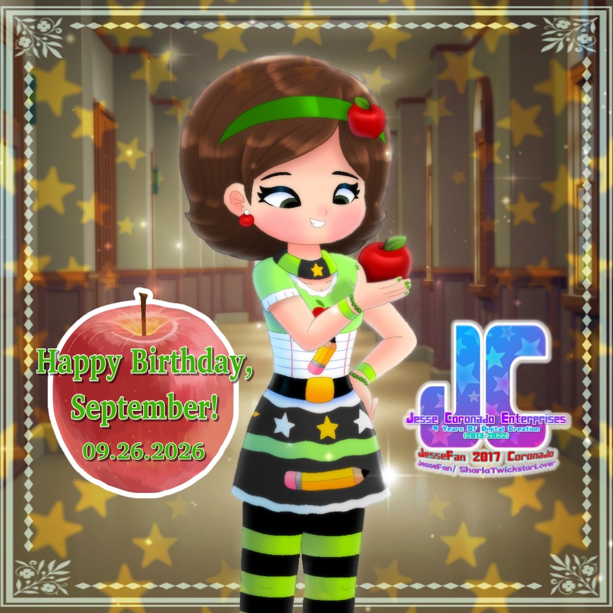 JesseFanSharla1's tweet photo. "I really love school so much, especially that it was my birthday.
 I just love becoming a good teacher. But sometimes, I want to have new classes to teach.
 📚 🍎 📚

 At least students wanted to wish me a happy birthday at my school."

     -September Applebrook🍎 https://t.co/oepIiLwpXF