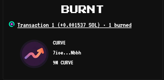 curvebond's tweet photo. 1% of the total supply has been burned to celebrate $1m on solana:7ioeSgzfSKHMnpgfPpgRFsekMBGiu9oi6t6GeqYtNbbh 

This will reflect on the platform analytics page along with normal protocol burns shortly. https://t.co/wPKJUS8GoF