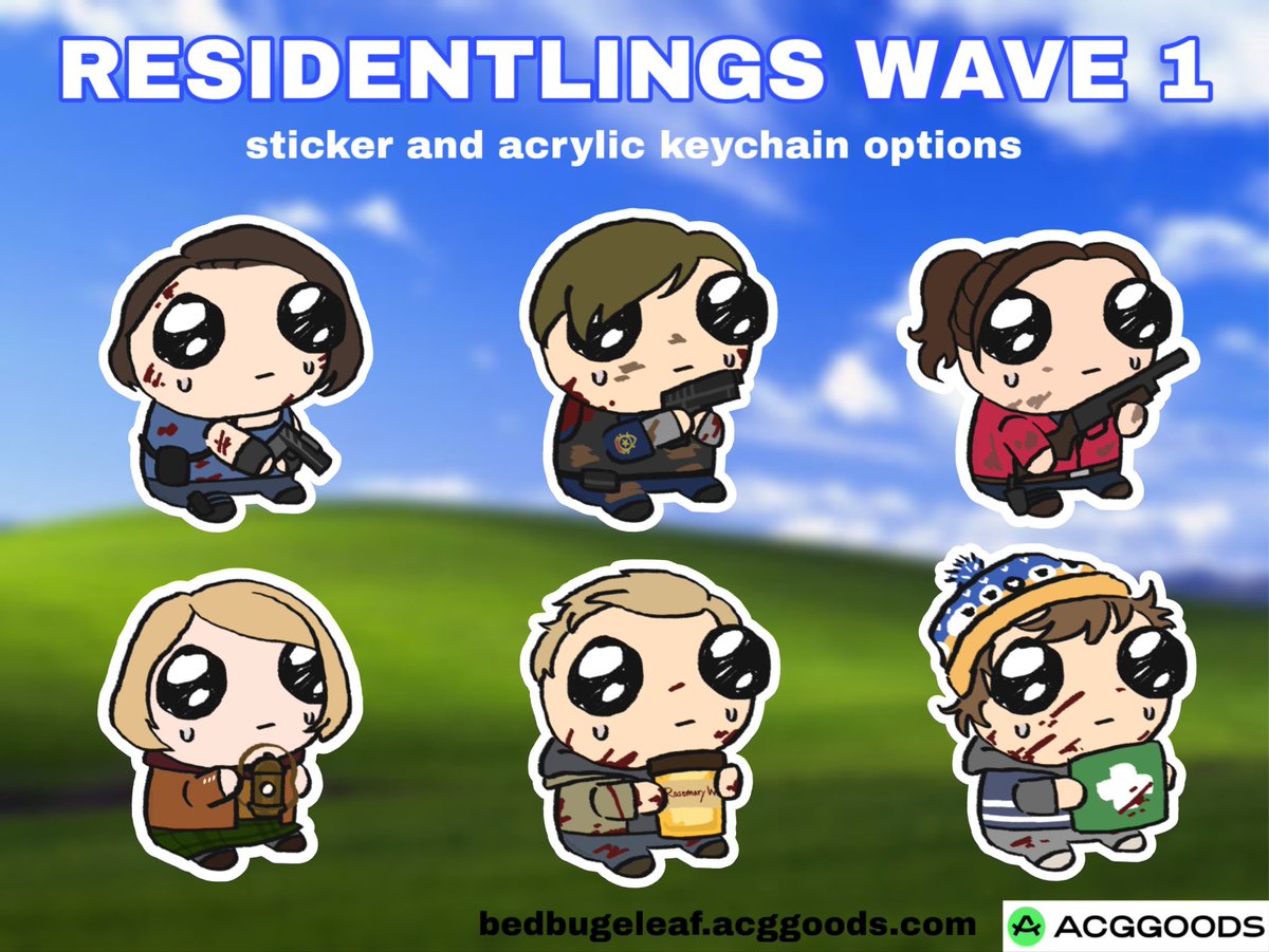 bedbugeleaf's tweet photo. RESIDENTLINGS - WAVE 1

stick your favorite residentlings wherever you want with stickers, or bring them along with acrylic keychains, available NOW!!

acggoods link below! ⬇️ 

#ResidentEvil https://t.co/aLlESUg9Mh