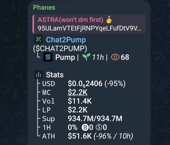 ASTRAsol4's tweet photo. Monitor your entry zone on
$CHAT2PUMP 
CA;

95ULamVTEtFjRNPYqeLFufDtV9VR5TDCsB2NrQxpump

Entry still ongoing 🖨️🖨️
#solana #memecoin #memecoin1000x https://t.co/m58xbR4qYe