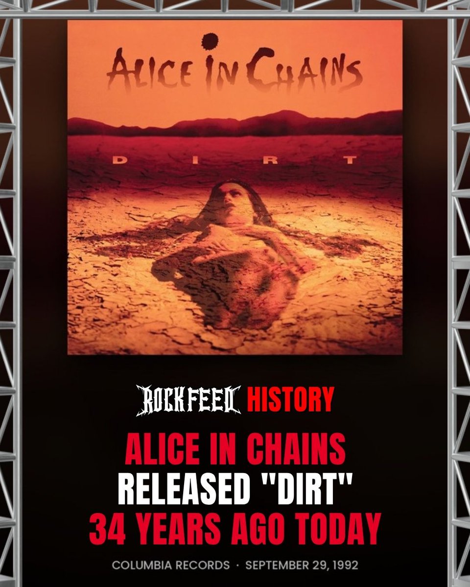 RockFeedNet's tweet photo. 34 years ago today, Alice in Chains released "Dirt."

The album hit No. 6 on the Billboard 200 and has gone 5x Platinum, carried by "Would?", "Them Bones", "Angry Chair", "Rooster" and "Down in a Hole." Layne Staley and Jerry Cantrell made it in the spring and summer of 1992, and it became the band's most successful record.

Still one of the heaviest albums of the grunge era.