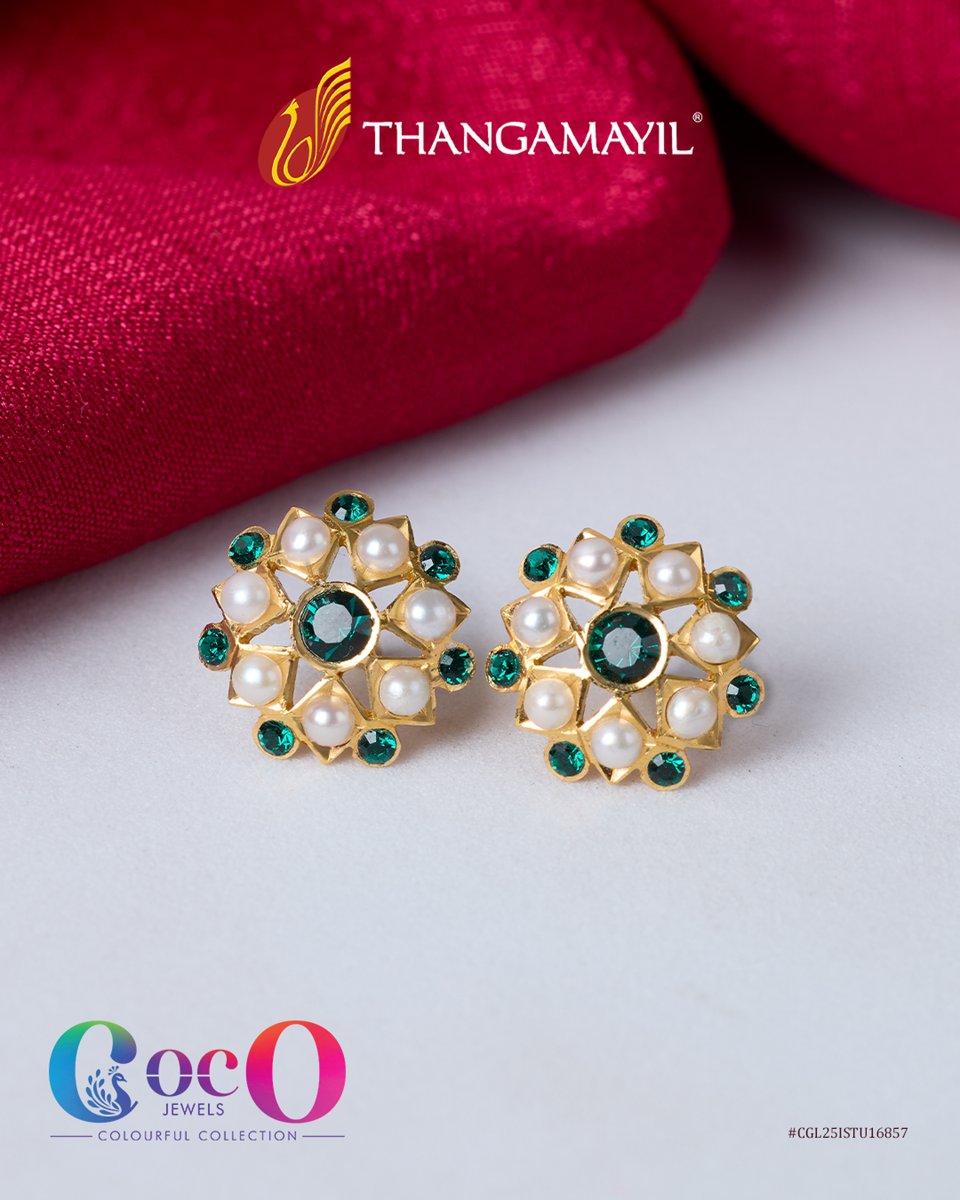 Thangamayilltd's tweet photo. COCO — A Statement in Colour.
Meet the COCO Jewels Stud Collection by Thangamayil Jewellery — vibrant gemstones, lustrous pearls, and playful floral-inspired designs made to elevate every look.
Small in size. Big on style.
#ThangamayilJewellery #COCOCollection #GoldStud https://t.co/K0K3M5uN4s