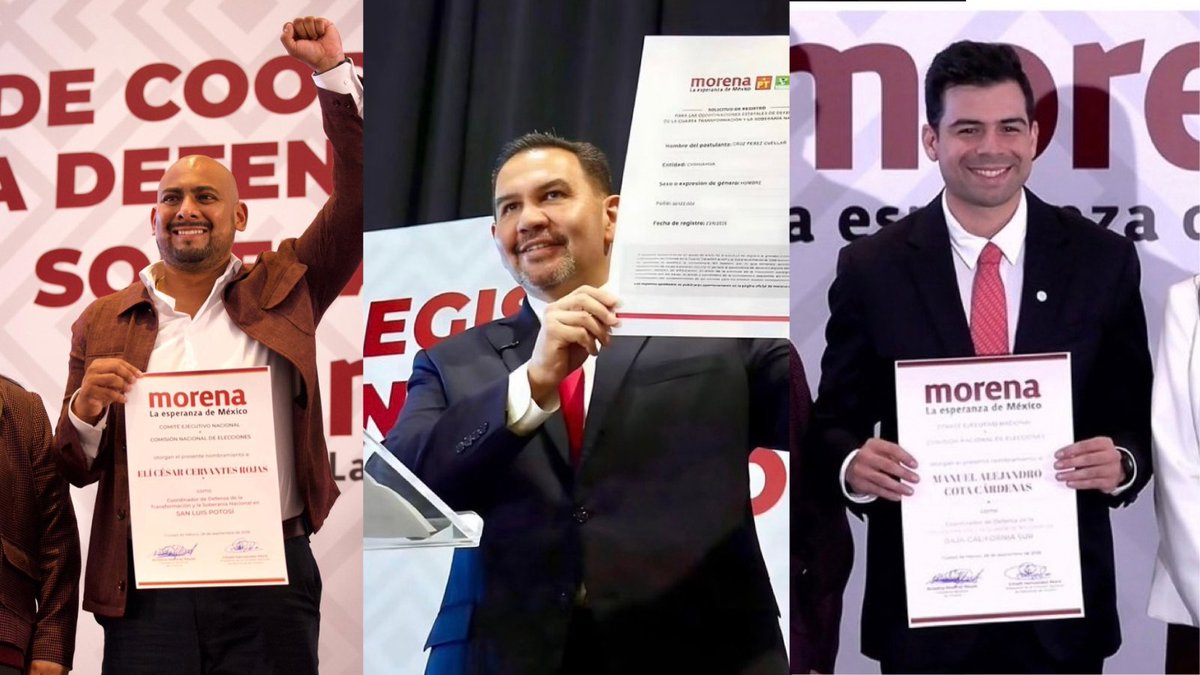 OliviaSalomonV's tweet photo. ¡Enhorabuena a quienes asumen la Coordinación Estatal de la Defensa de la Transformación y la Soberanía Nacional!

✅ San Luis Potosí: @EliCesarC
✅ Tlaxcala: @AnaLiliaRivra
✅ Nuevo León: @claraluzflores
✅ Nayarit: @JasminBugarin
✅ Sonora: @LoreniaValles_
✅ Baja California Sur: @ManuelCotaBCS 
✅ Chihuahua: @CruzPerzCuellar

Una nueva responsabilidad para seguir caminando en territorio, cerca de la gente y fortaleciendo la transformación de México. 🇲🇽

¡Mucho éxito en esta nueva encomienda!