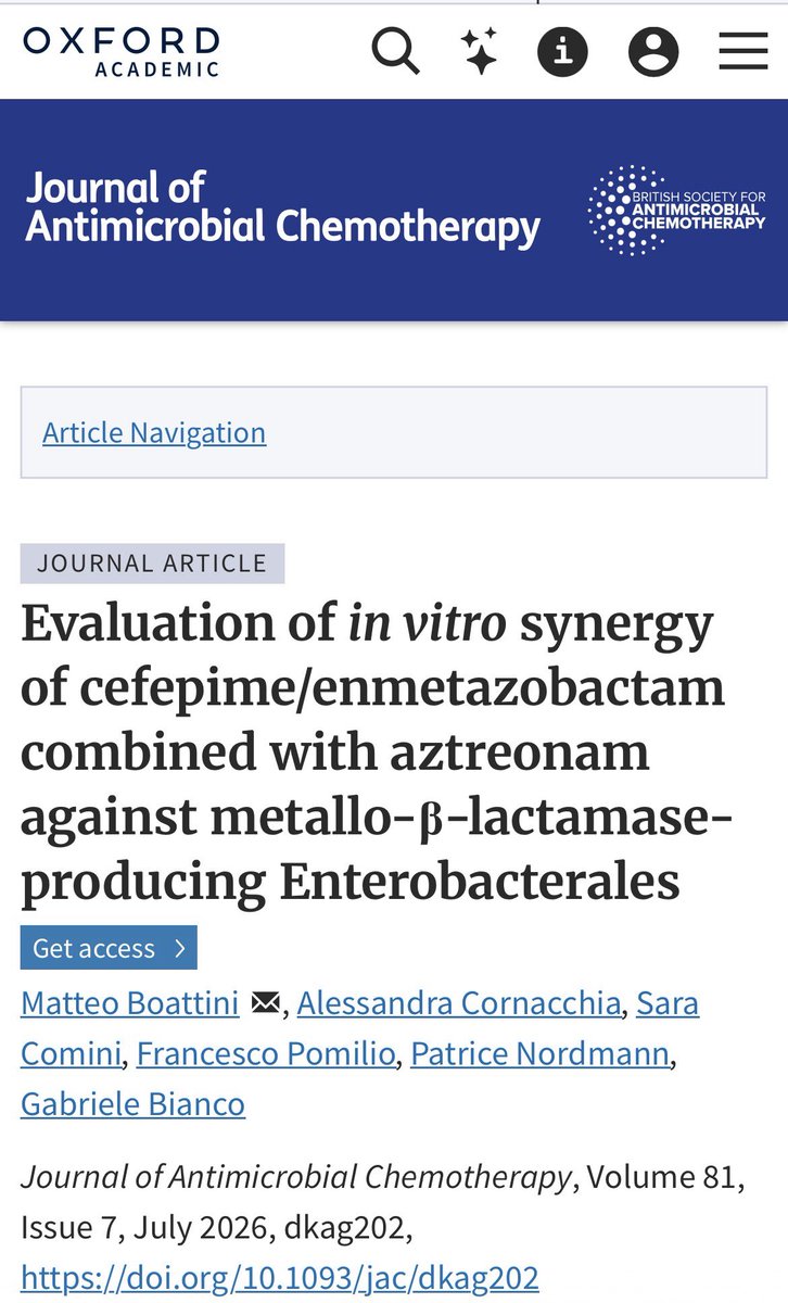 infeccHRUmalaga's tweet photo. En #JAC estudio “IN VITRO”🧫👉🏻CEFEPIME/ENMETAZOBACTAM➕AZTREONAM 💉➕💉mostró EXCELENTE sensibilidad en 16 cepas (S 15/16) de #MetaloBlactamasas(NDM y VIM) q ademas portaban otras carbapenemasas (OXA,KPC)
Posible ALTERNATIVA a #AZT/AVI o #Cefiderocol?
🔗 https://t.co/yX51IosiA7 https://t.co/XwoaJZB8yq