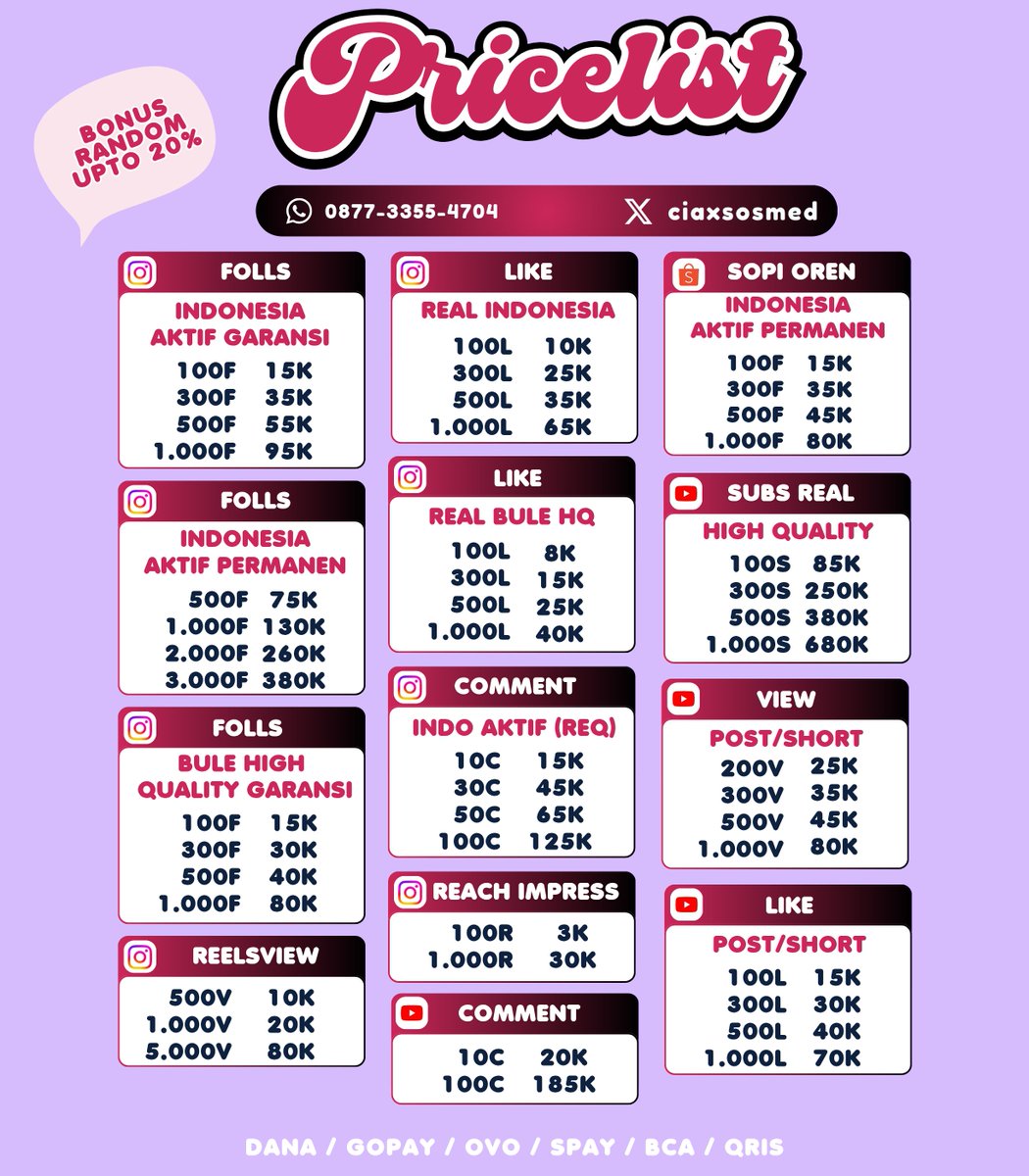 ofcaake's tweet photo. siank guyss!! jual followers ig indo permanen instagram beli folls tiktok tt shopee youtube fb pro linkedin threads upfoll like view fypgaransi selamanya sosmed wts wtb share save buzzer komen comment real akun indo aktif zonauang

trusted ada 6.000+ testi order wa dibiooo~~😍💯 https://t.co/mjKPsttIPR