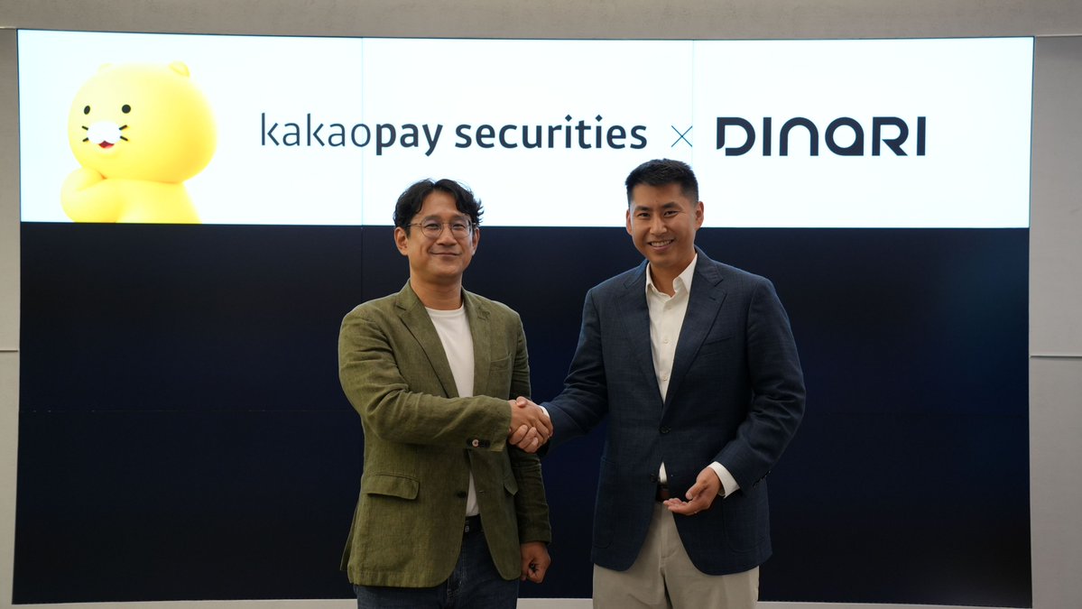 DinariGlobal's tweet photo. Dinari has partnered with Kakaopay Securities to explore bringing Korean equities to investors worldwide, including in the US.

Growing access to global equities through dShares™, with real shares in custody and rights carried through.

Tokenization is for global markets. https://t.co/fC3PajErtU