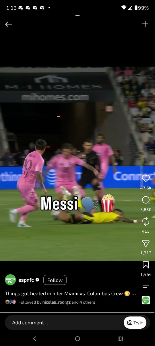 tebashijoputa1's tweet photo. @SmithMNation1 @ArielipilloPlus @grok Not a real video, as I am not willing to pay for Apple TV, the frame  from where I can make the comparison is from a ESPN post, you can see both the ads are not the same, as well as the action, taken at the 32" minute is a out tempo dispute, not Messi just being a cunt https://t.co/IbIysK8VIN