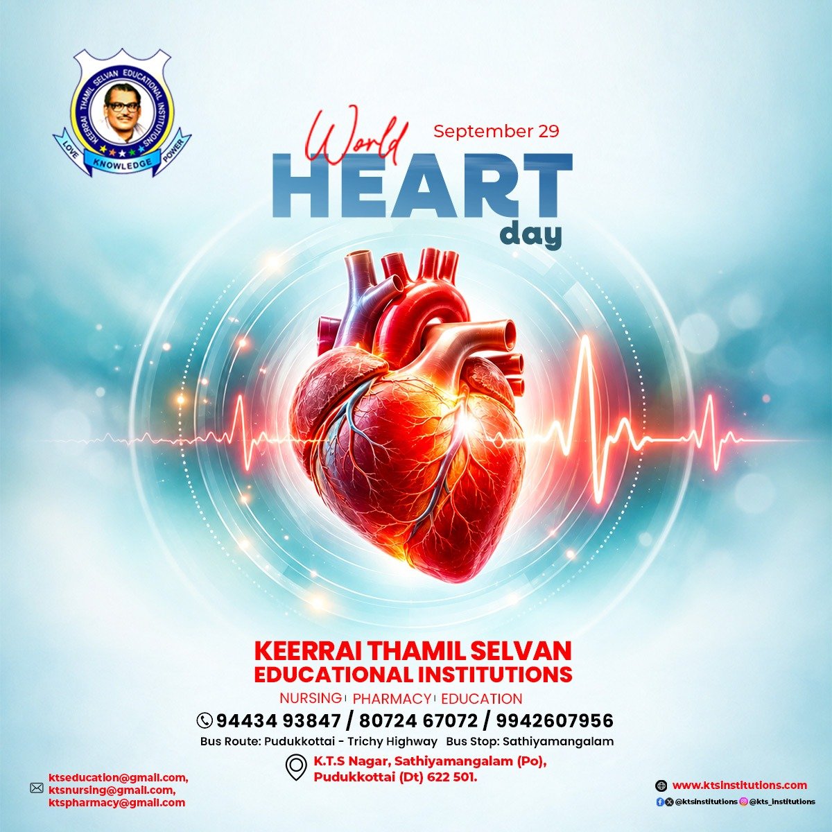ktsinstitutions's tweet photo. ❤️ Happy World Heart Day!

Let’s love, protect, and care for our hearts every day. Wishing everyone a healthy and happy heart! 🫀💖

#WorldHeartDay #HeartHealth https://t.co/OA2Z3PrYCy