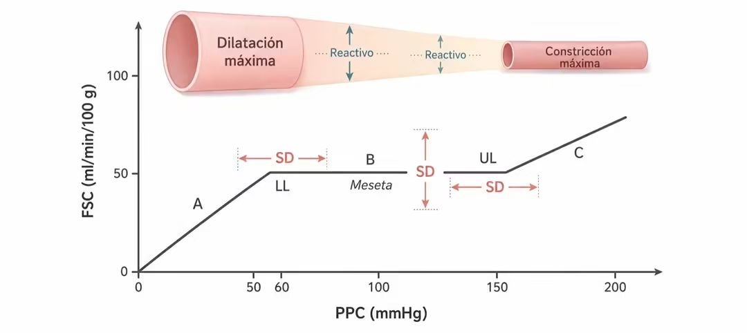 LeslieMegom's tweet photo. 🧠💥 Autorregulación cerebral y CO₂: actualización 2026
‼️Hoy conviene hacer una distinción fundamental: el efecto de la PaCO₂ sobre el flujo sanguíneo cerebral (FSC) corresponde principalmente a la reactividad cerebrovascular al CO₂, CO₂ reactivity/CVR, mientras que la autorregulación cerebral propiamente dicha describe la capacidad de mantener relativamente estable el FSC frente a cambios de presión arterial o presión de perfusión cerebral. Ambos mecanismos interactúan, pero no son sinónimos. 🤯️💥🧠Los cambios en la presión arterial de dióxido de carbono (PaCO2) también provocan cambios en el FSC por la alteración del pH (El FSC cambia 1 – 2 ml/100 g/min por cada1 mmHg en el valor de la PaCO2 por fuera del rango normal (35 – 45 mmHg), la hipocapnia causa vasoconstricción y por supuesto disminución del FSC, éste efecto se presenta en pocos minutos al inducir hiperventilación, pero no se debe corregir rápidamente hasta valores normales porque se puede presentar un efecto de rebote que simule un fenómeno de vasoespasmo. Por el contrario, la hipercapnia resulta en vasodilatación y aumento del FSC,por ello, los efectos vasomotores de la hipocapnia y la hipercapnia son atenuados progresivamente por los cambios en los niveles de bicarbonato para intentar normalizar el pH. ⚗️
☝🏻🤓Peeeero  ¿Por qué el CO₂ modifica tanto el flujo cerebral?
💎El CO₂ atraviesa con enorme facilidad la barrera hematoencefálica. En el espacio perivascular y el LCR participa en el equilibrio:
CO₂ + H₂O ⇌ H₂CO₃ ⇌ H⁺ + HCO₃⁻
☕️Por ello, las modificaciones de PaCO₂ alteran rápidamente el ambiente ácido-base cerebral y el tono de las arteriolas. La regulación es más compleja que un simple efecto del pH arterial: participan músculo liso vascular, endotelio, astrocitos y señalización🧠 neurovascular. 
🧠El resultado clínico puede simplificarse como:
↓ PaCO₂ → ↑ pH cerebral → vasoconstricción → ↓ FSC → ↓ volumen sanguíneo cerebral → ↓ PIC
↑ PaCO₂ → ↓ pH cerebral → vasodilatación → ↑ FSC → ↑ volumen sanguíneo cerebral → potencial ↑ PIC
☕️🧠Este efecto aparece en cuestión de minutos, razón por la cual manipular la ventilación puede modificar rápidamente la presión intracraneal. 
☝🏻🤓¿Cuánto cambia realmente el FSC por cada mmHg de PaCO₂?
💎La regla de 1–2 mL/100 g/min por cada 1 mmHg es fisiológicamente razonable como aproximación absoluta, pero no debe considerarse una constante universal.🥁
📚En estudios humanos se ha documentado aproximadamente un 2–4 % de cambio del FSC por cada 1 mmHg de variación de PaCO₂, especialmente alrededor del rango fisiológico. 🧐Un estudio con medición cuantitativa obtuvo una reactividad de aproximadamente 1.88 mL/100 g/min/mmHg, equivalente a ~4.1 %/mmHg. La relación, además, no es perfectamente lineal en valores extremos de PaCO₂. 🔰
🔰Por tanto, una manera académicamente más precisa de expresarlo sería:
🧠 En el rango fisiológico, cambios pequeños de PaCO₂ pueden modificar el FSC aproximadamente 2–4 % por cada mmHg, aunque la magnitud depende del FSC basal, la lesión cerebral, la anestesia, la presión arterial y la reserva cerebrovascular.
☝🏻🤓 Hipocapnia: Poderosa, rápida… y potencialmente peligrosa
🔰La hiperventilación disminuye PaCO₂, contrae las arteriolas cerebrales y reduce FSC y volumen sanguíneo cerebral. De ahí su capacidad para disminuir rápidamente la PIC. El problema es que la disminución de PIC no necesariamente significa mejor perfusión cerebral: puede conseguirse a costa de reducir el aporte de oxígeno en tejido ya vulnerable. 
☝🏻🤓Esta es la razón por la que la Brain Trauma Foundation mantiene que la hiperventilación profiláctica prolongada con PaCO₂ ≤25 mmHg no está recomendada. Además, la hiperventilación debe utilizarse con especial precaución durante las primeras 24 horas del TCE, periodo en que el FSC puede encontrarse ya reducido. 
El consenso SIBICC 📚propone, en hipertensión intracraneal, mantener inicialmente la PaCO₂ en el extremo bajo de la normalidad  👇🏽