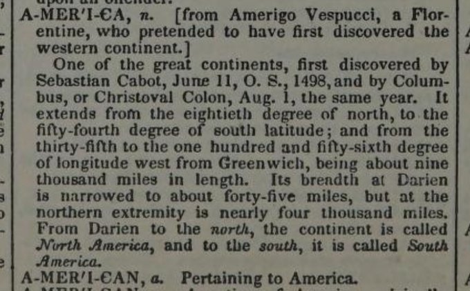 vgarc1ar's tweet photo. @thelittlekluggo @brynnstic Even in the US of a century ago, the word "America" was used academically for the whole continental mass. As US imperialism grew stronger with the end of WW2, the situation changed. 
Here are 1900's Webster Dictionary and 1932's Van Loons Geography, both US American sources👇🏻 https://t.co/bi5krqiBl2