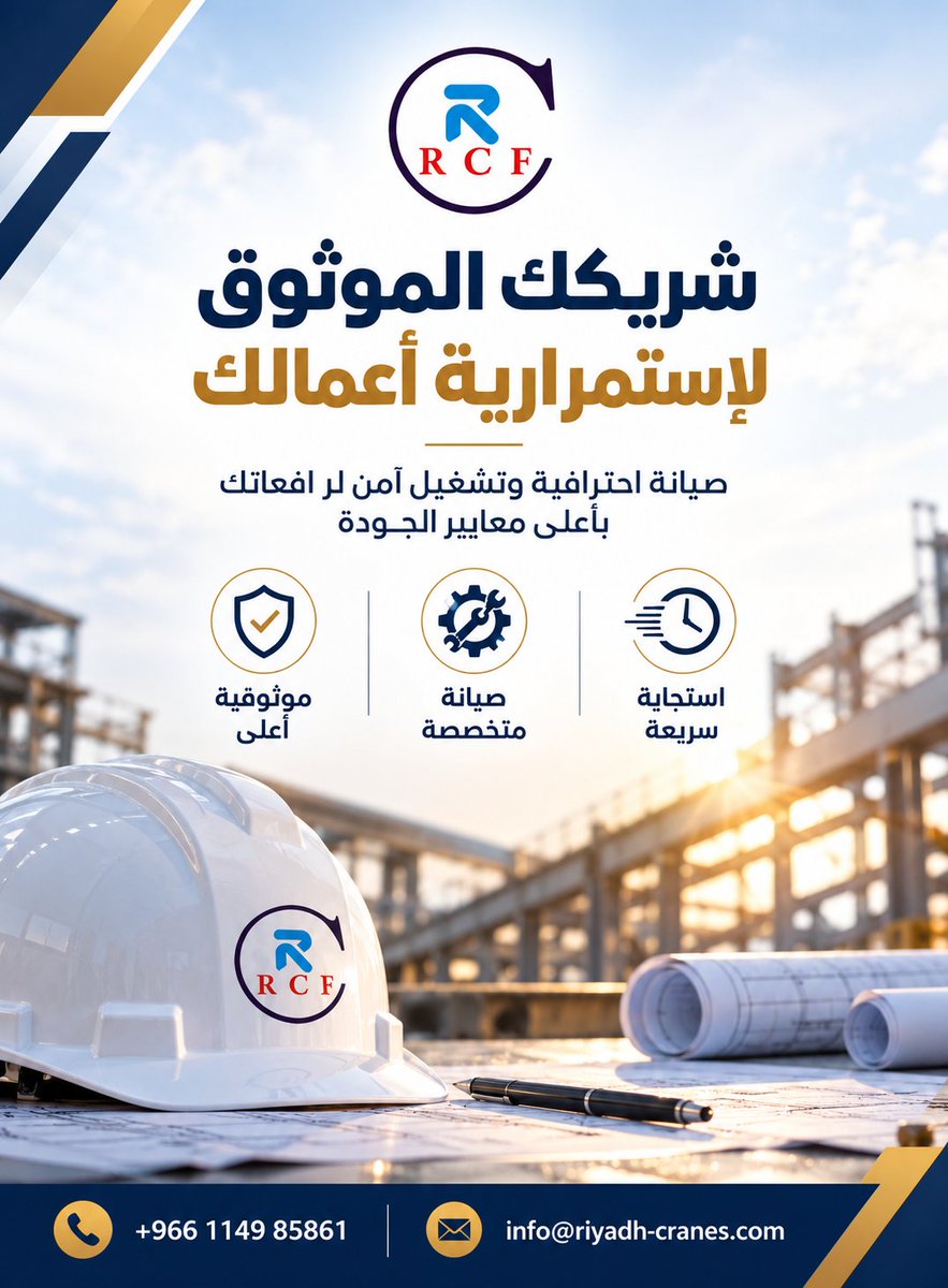 riyadhcranes_sa's tweet photo. صيانة احترافية… تشغيل أكثر أمانًا وكفاءة. 
مع شركة مصنع كرينات الرياض، نحافظ على كفاءة معداتك ونضمن استمرارية أعمالك.
تواصل معنا : 966114985861+ https://t.co/nCpHPtBfjp