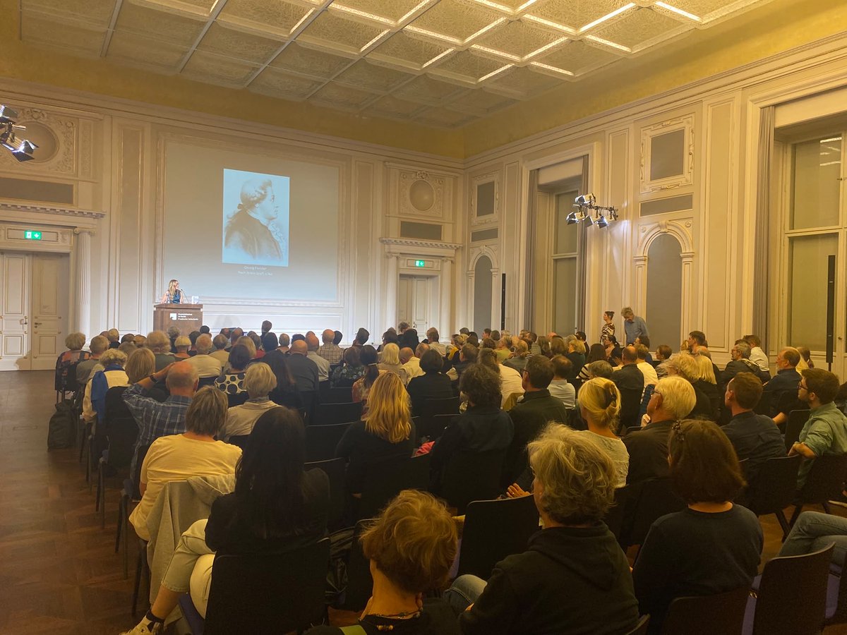 andrea_wulf's tweet photo. What a wonderful start to my German book tour. Sold out event in Berlin. And a TV interview. All in the Wilhelm von Humboldt Saal at the Stabi.#DerReisende https://t.co/P9NEvhdolP